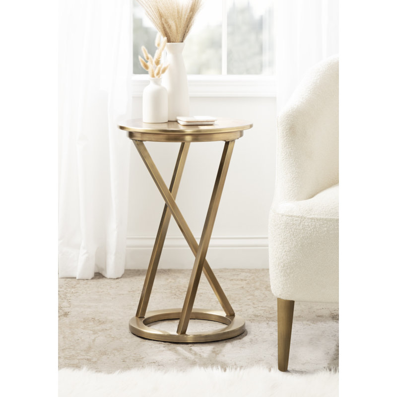 Calai End Table, Antique Brass