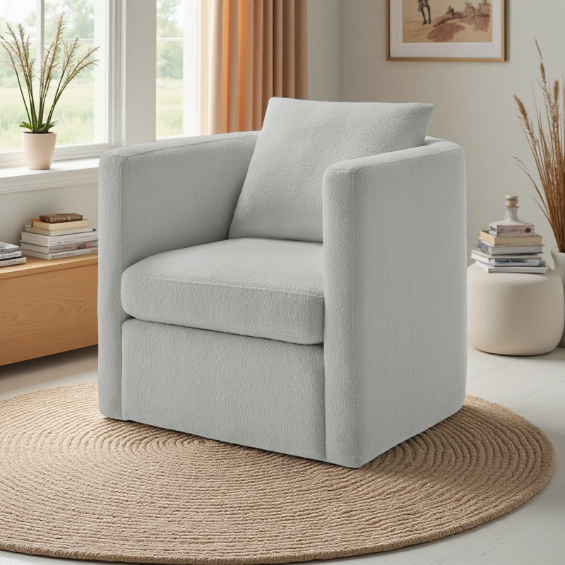 Fauteuil demi-tonneau pivotant, Gris clair