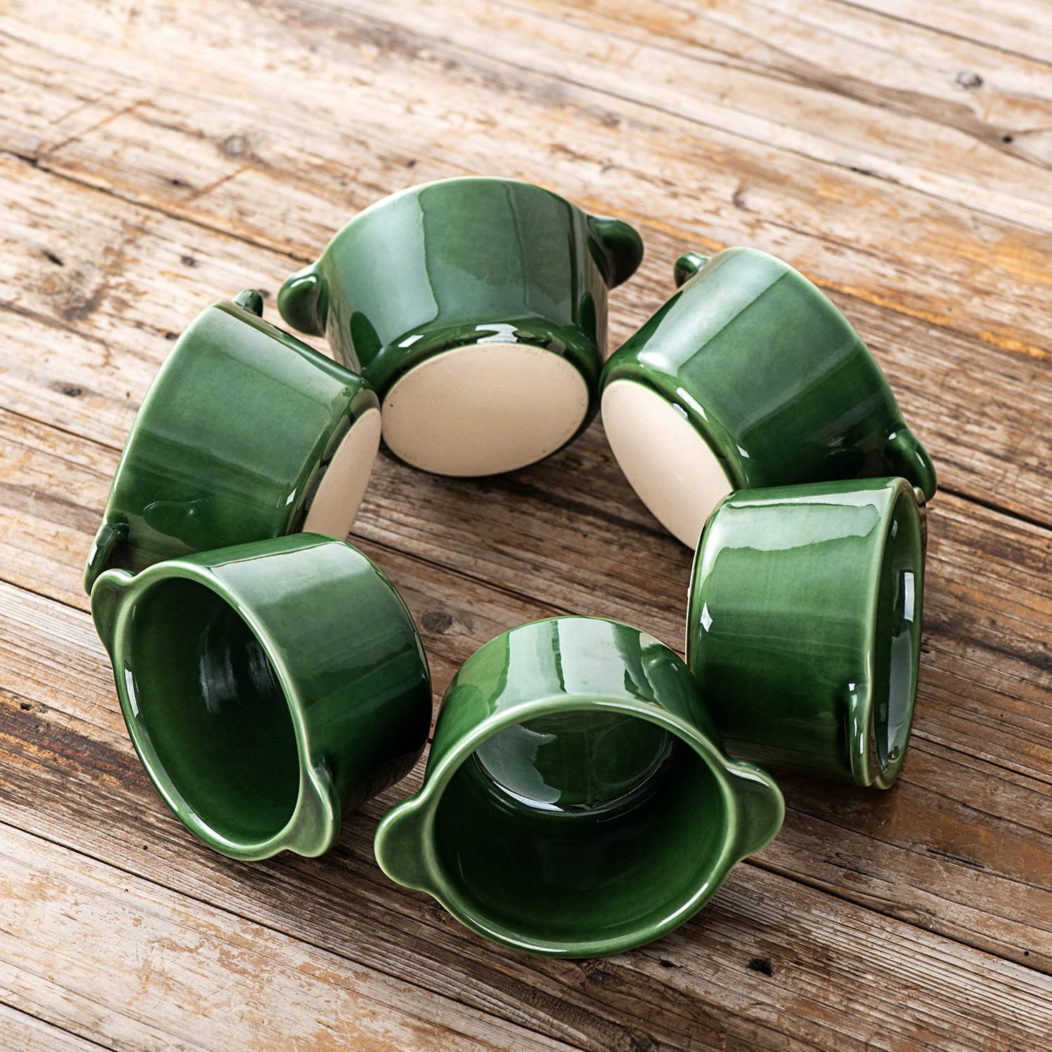 NIERBO 6 Oz Green Mini Custard Cups Bakeware Set Of 6