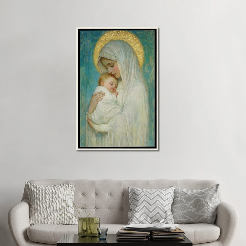 «Divine Love», reproduction d'art sur toile encadrée, 48 po x 32 po, Toile avec cadre, Blanc patiné