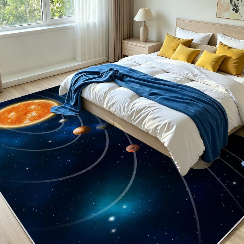 Tapis transparent lavable à la machine, système solaire, modèle Nasa, Rectangle 79 po x 118 po