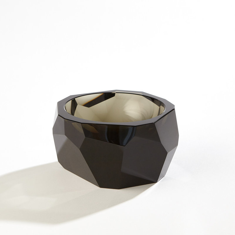 Multi Facet Crystal Bowl, Gray, 4" H x 7" W x 15.75" D