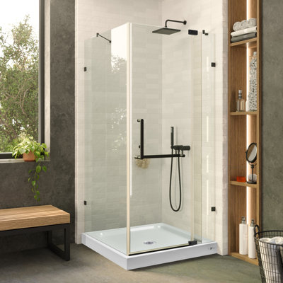 32'' W x 74.25'' H Hinged Frameless Shower Door