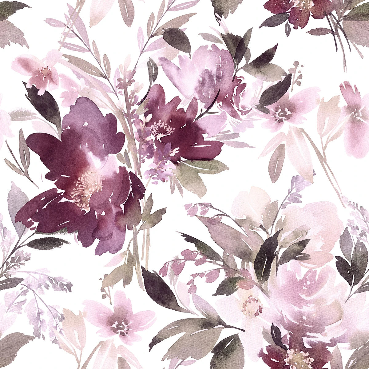 Red Barrel Studio® Burgundy Flowers Wallpaper Floral Panel | Wayfair