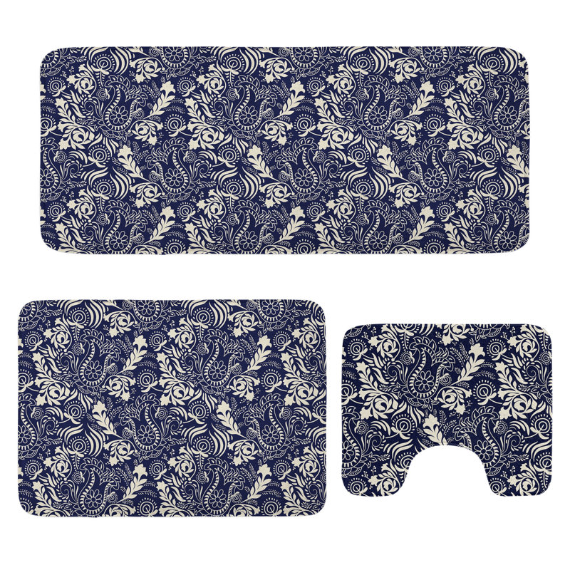  Ensemble de tapis de salle de bain Tulipes 3 pièces