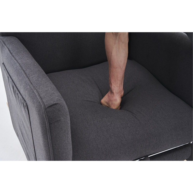 Chaise berçante en tissu avec repose-pieds Teddy, Gris foncé