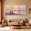 Plage, coucher de soleil, couple, océan, vagues du ciel, ensemble de 3 impressions sur toile-1134554613