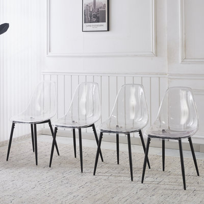 Ensemble de 4 chaises en peluche en velours côtelé avec support à ressorts ensachés et aucun assemblage requis