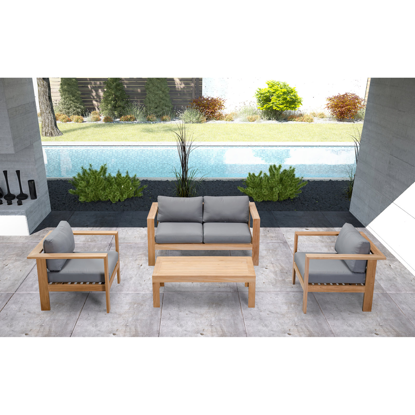 Sonoma 4-Person Sunbrella® Patio Seating Group, Canvas Charcoal Sunbrella® Canvas