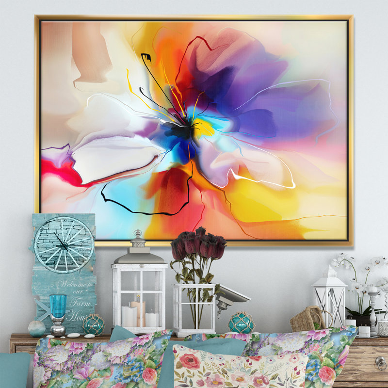 Creative Flower - impression d'art graphique, H 30 po x l 40 po x P 1,5 po, Cadre doré