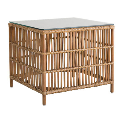 Donatello Rattan Side Table - Glass Top