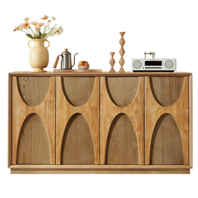59.69" Modern Sideboard – 2-Inch Classic arched solid wood doors with a retro feel
