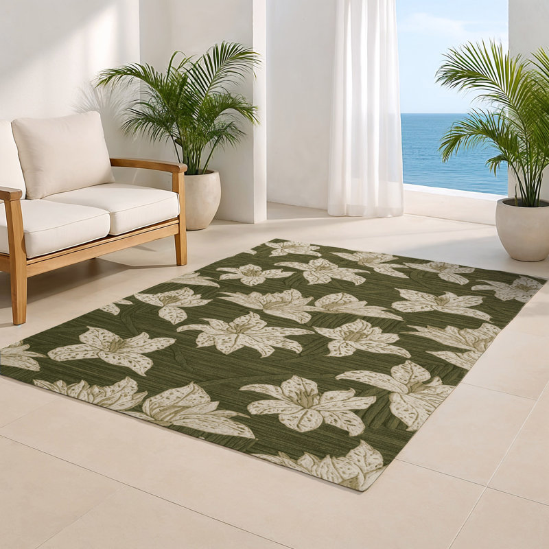 Tapis d'intérieur et d'extérieur brun Botanical, Rectangulaire 2 pi x 3 pi