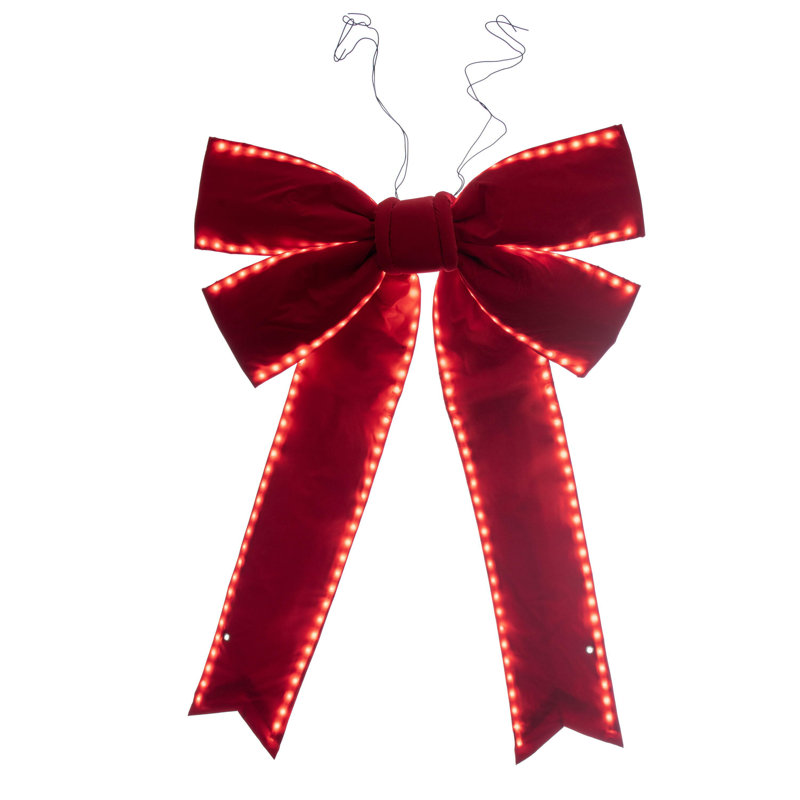 Vickerman Red Velvet Outdoor Christmas Bow with UV Treated Material and Wire to Hang., 36'' H x 45'' W x 9'' D