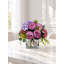 Faux Purple Peony Rose Hydrangea Centerpiece in Glass Vase