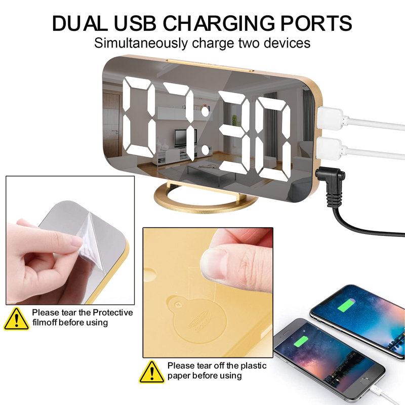 Szelam Digital Electric Tabletop Clock with Alarm Gold