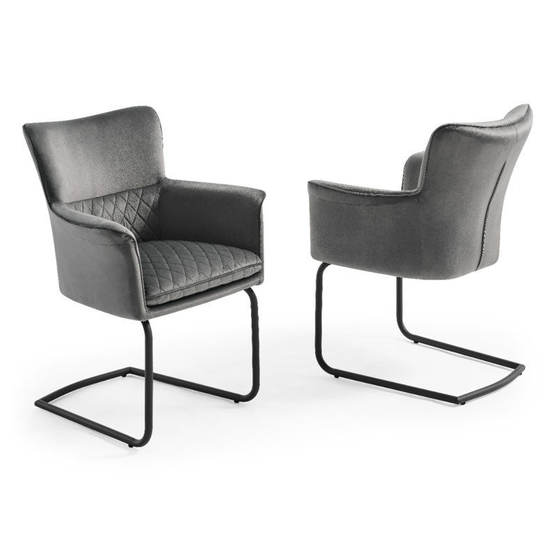 Fauteuil en velours Osier, Noir, Gris