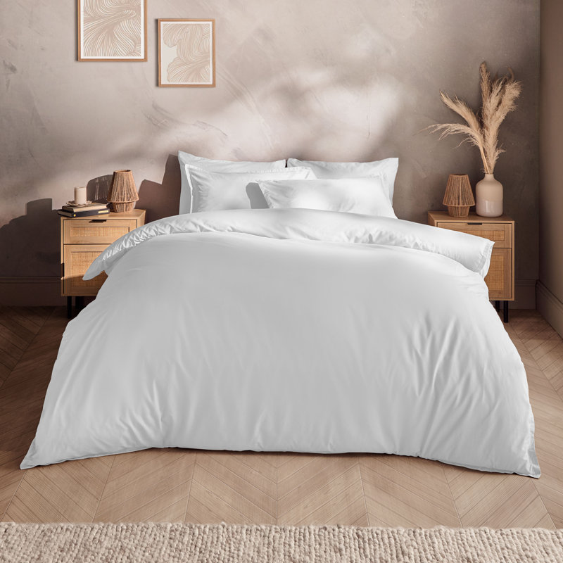 Silentnight Washed Cotton Rich Duvet Set, Single, White