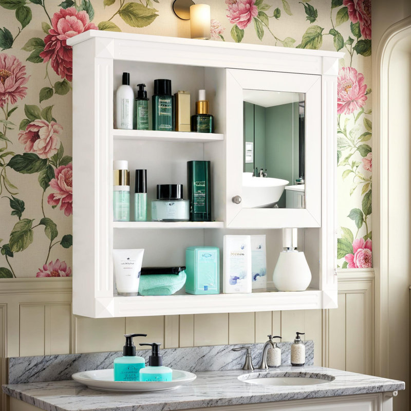 Pharmacie 32 "avec miroir et rangement caché, Blanc