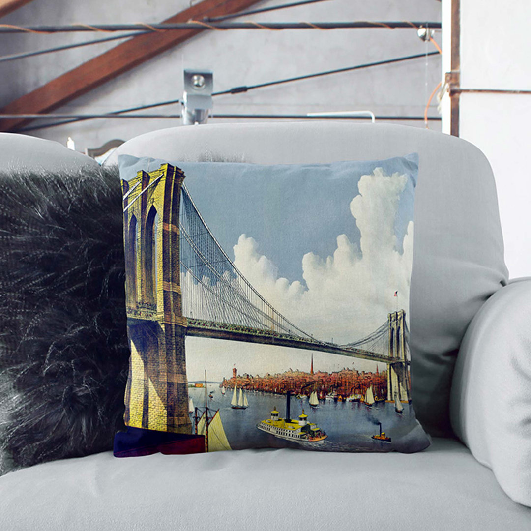 Illustration of Brooklyn Bridge Cushion with Filling