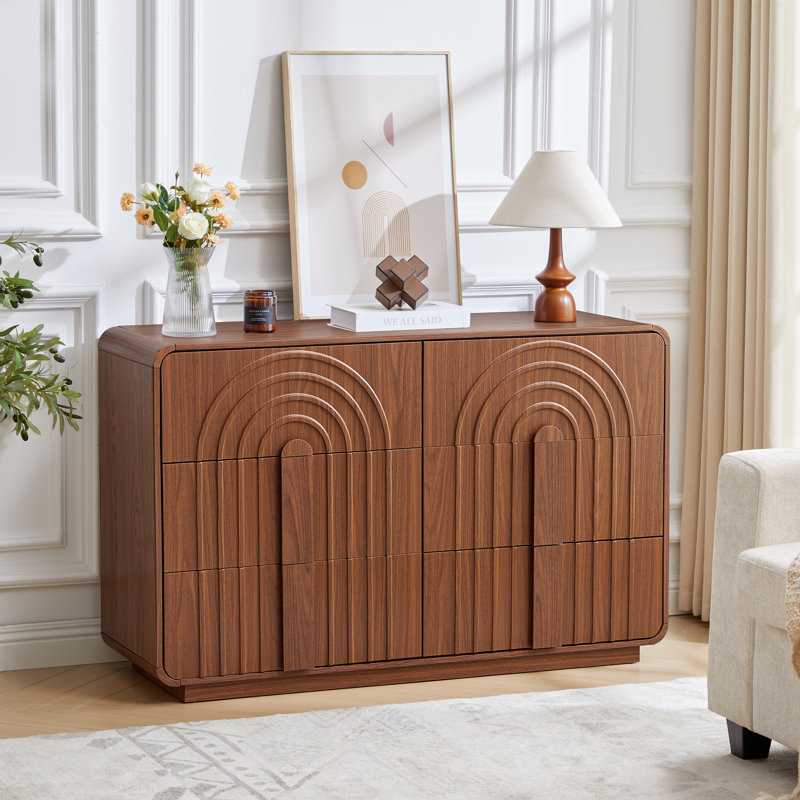 Commode décorative 6 tiroirs, Noyer