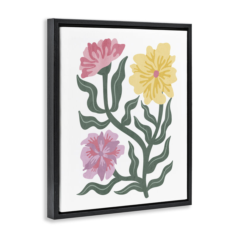 Cadre moderne à fleurs flottantes avec feuilles incurvées, design par Kim Allen, H 31 po x l 25 po