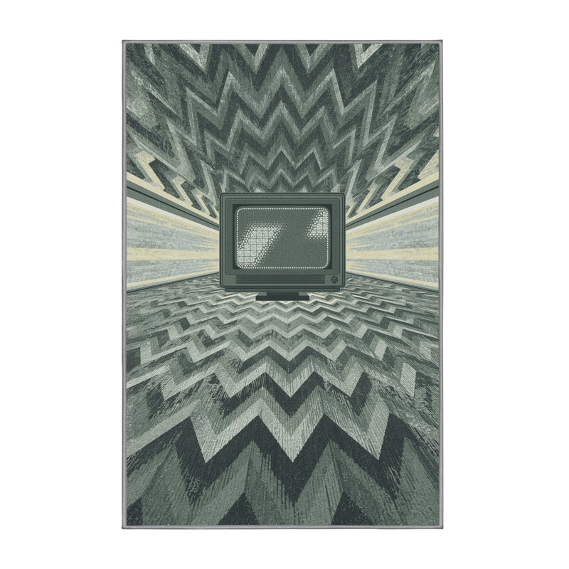 Tapis gris moelleux à chevrons / zigzag en peluche douce pour écran de jeu Forbell, 2 pi x 3 pi