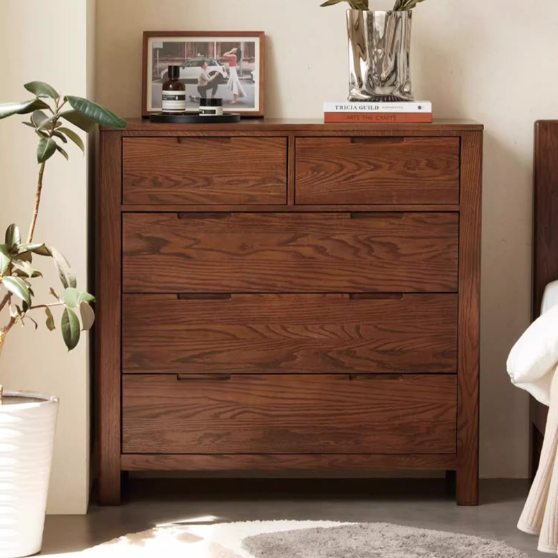 Armoire d'appoint en bois massif de couleur noyer noir