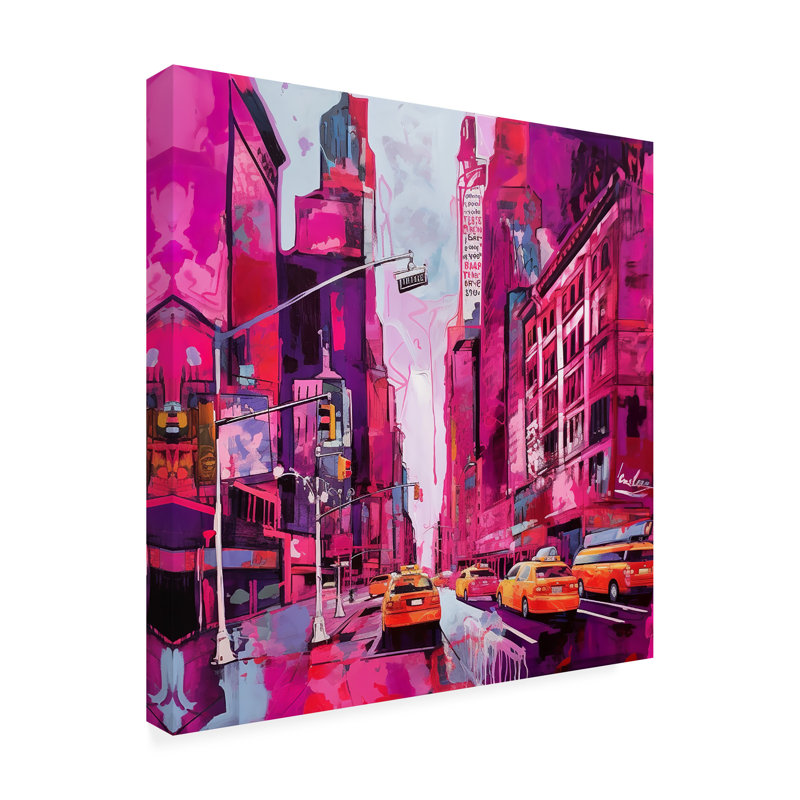 «Cityscapes Ray Heere Pop Art New York Pink 2», reproduction sur toile, H 35 po x l 35 po x P 2 po