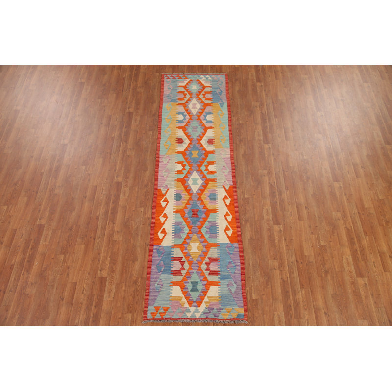Reversible Wool Kilim Runner Rug 3x10
