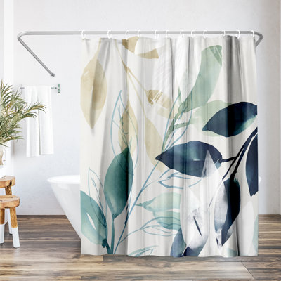 Botanical Shower Curtain Green Sleeves II by PI Creative Art