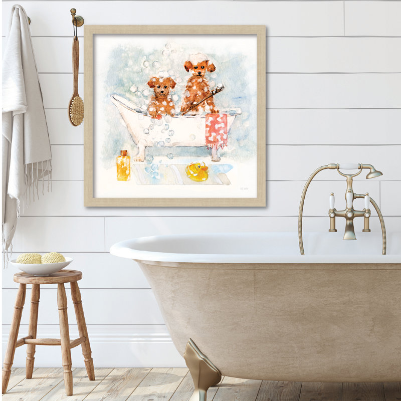 Tableau encadré Bathtime Puppies I 16 x 16 Bathtime