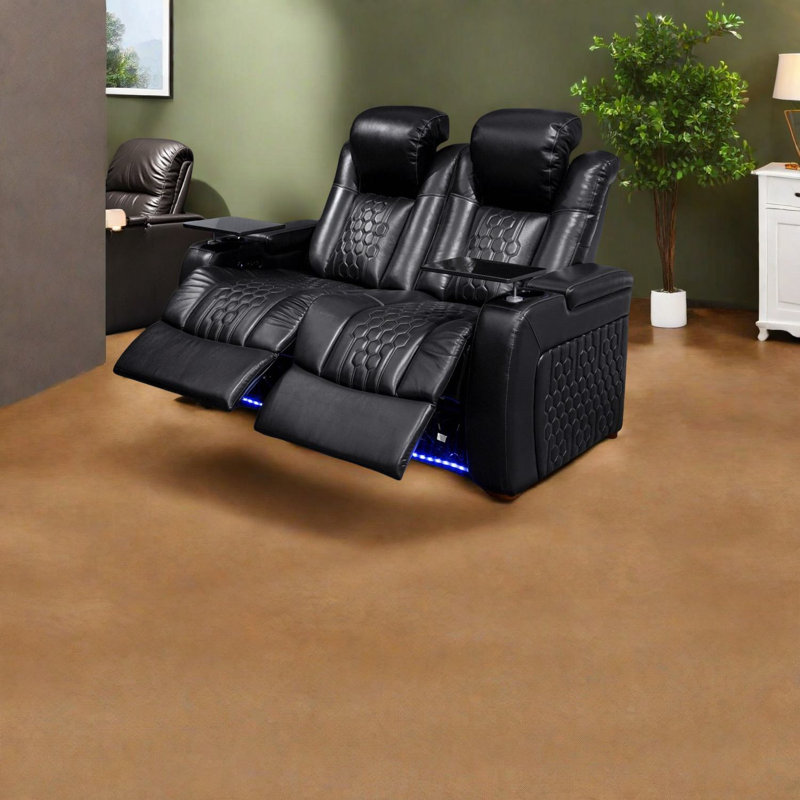 Fauteuils inclinables en cuir Nappa de qualité supérieure, noir moderne et lombaire réglable, parfaits pour le divertissement à domicile