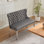 Banc en velours pour causeuse double, sièges de cuisine et de salle à manger, banc capitonné à 2 places avec boutons faits à la main, dossier à oreilles, pieds en acier inoxydable argenté brossé, style Mid-Century, paquet simple, gris, SW1702GY