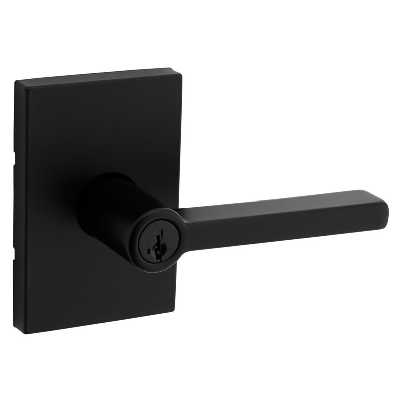 Halifax Keyed Entry Lever featuring SmartKey Security, Matte Black