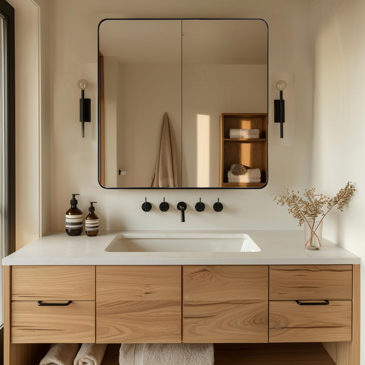 Condition photo showing New/Like New for andy star modern mirror 24x24- black