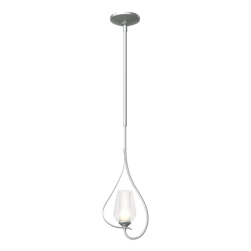 Flora 1 - Light Single Geometric Pendant, Opal and Seeded, Vintage Platinum