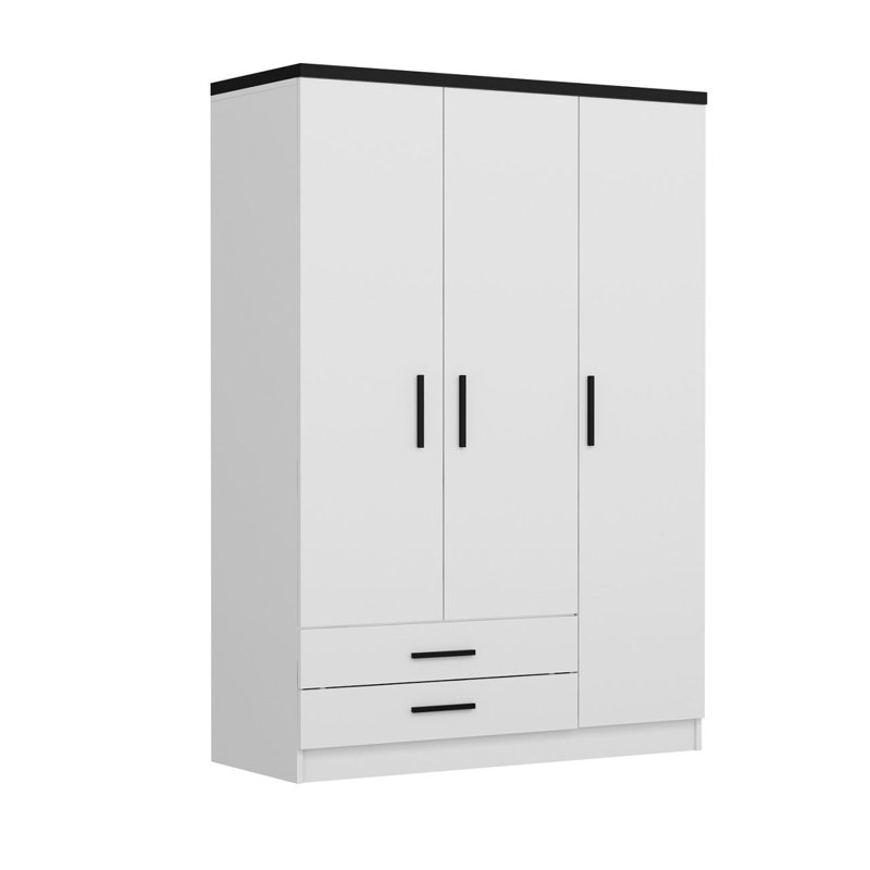 Armoire moderne blanche 53,1 po x 74,8 po x 20,5 po | 100% panneau de particules enduit de mélamine, épaisseur: 0,7 pouce | Solution de rangement élégante pour la chambre à coucher, design durable et élégant, parfaite pour organiser les vêtements et les accessoires