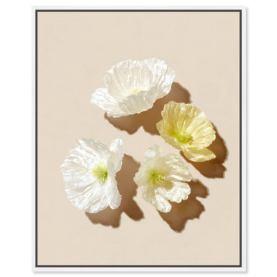 Paper Sunbeams II Framed Canvas Print Floral Art Prints by Art Remedy, White Frame, 24 x 30