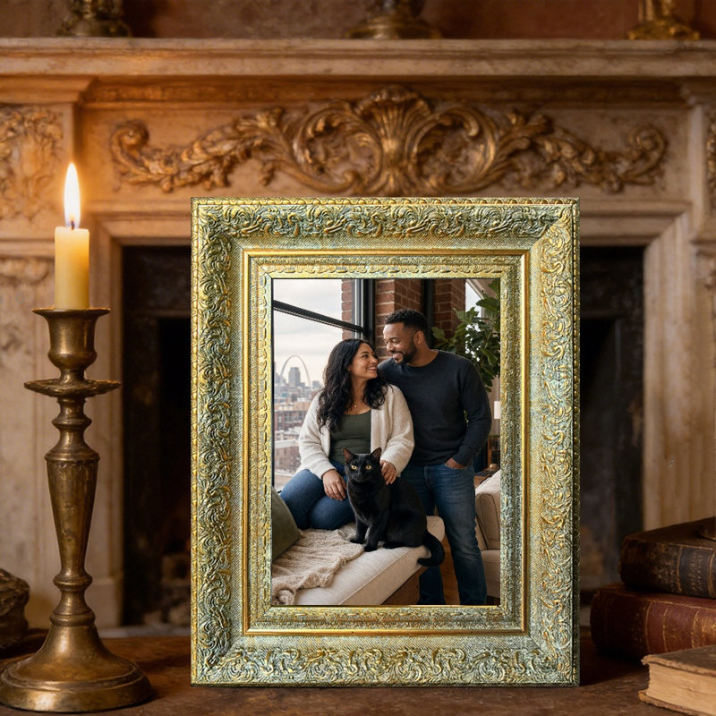 Cadre photo décoratif doré antique 3 pièces 8 po x 10 po avec profil décoratif