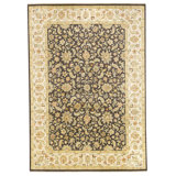 Hand Knotted Wool Area Rug in Black And Ivory