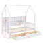 Lit simple en bois massif avec tiroirs doubles et tablettes de rangement pour enfants