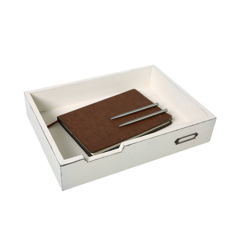Palmerton Wooden Stackable Serving Tray Paper Organiser, White