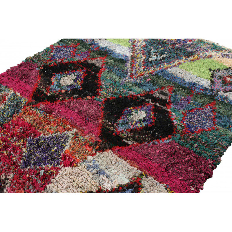 Moroccan One-of-a-Kind Hand Knotted Area Rug, Rectangle 5'3" x 7'