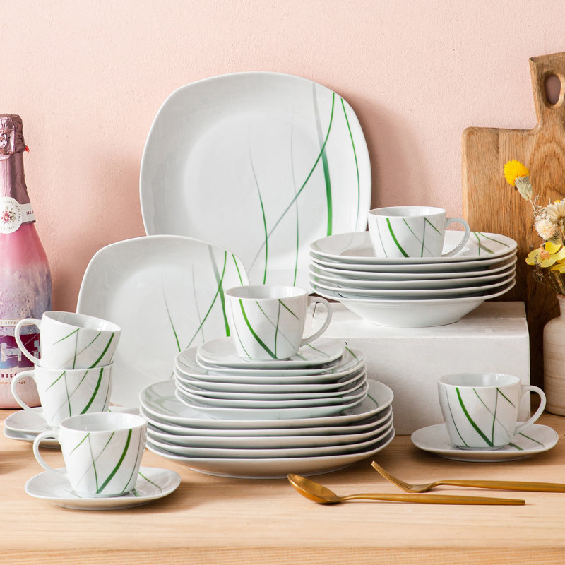 Stuber 30 Piece Porcelain China Dinnerware Set - Service for 6