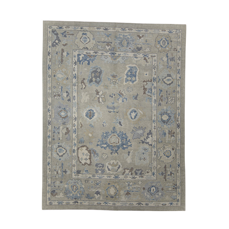 Tapis turc Oushak fait à la main 9 pi 1 po x 11 pi 10 po