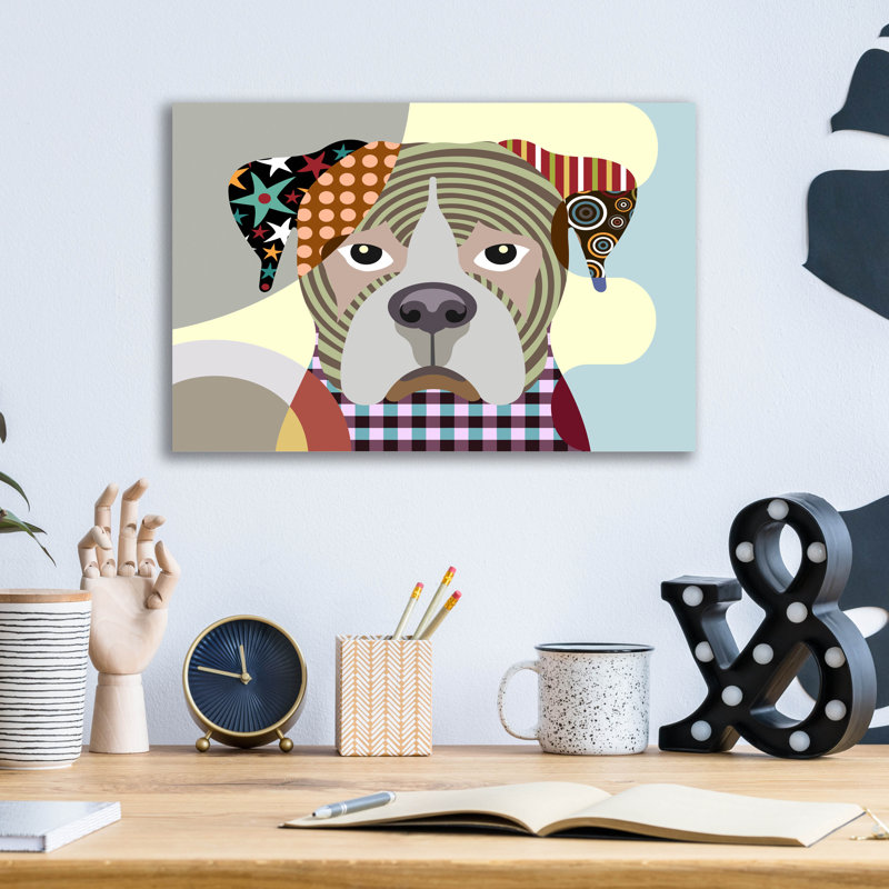 " Boxer Dog " by Lanre Adefioyue, 12" H x 16" W x 0.13" D