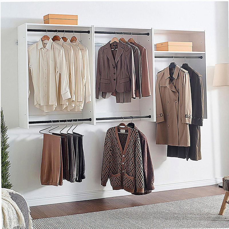Devi White Wall Mounted Wood Closet System, White