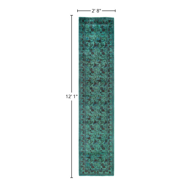 Overdyed One-of-a-Kind 2' 8" X 12' 1" Hand Knotted Area Rug