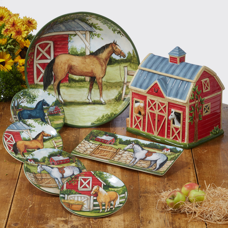 Clover Farm Ceramic Square Platter with Horse Design